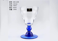 Crystal Champagne Glass With Color / Handmade Blue Wine Glass With Stand